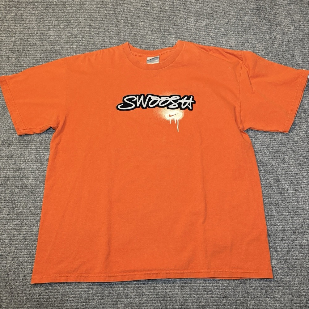 Y2K Nike Swoosh Orange Shirt Size XL Men's